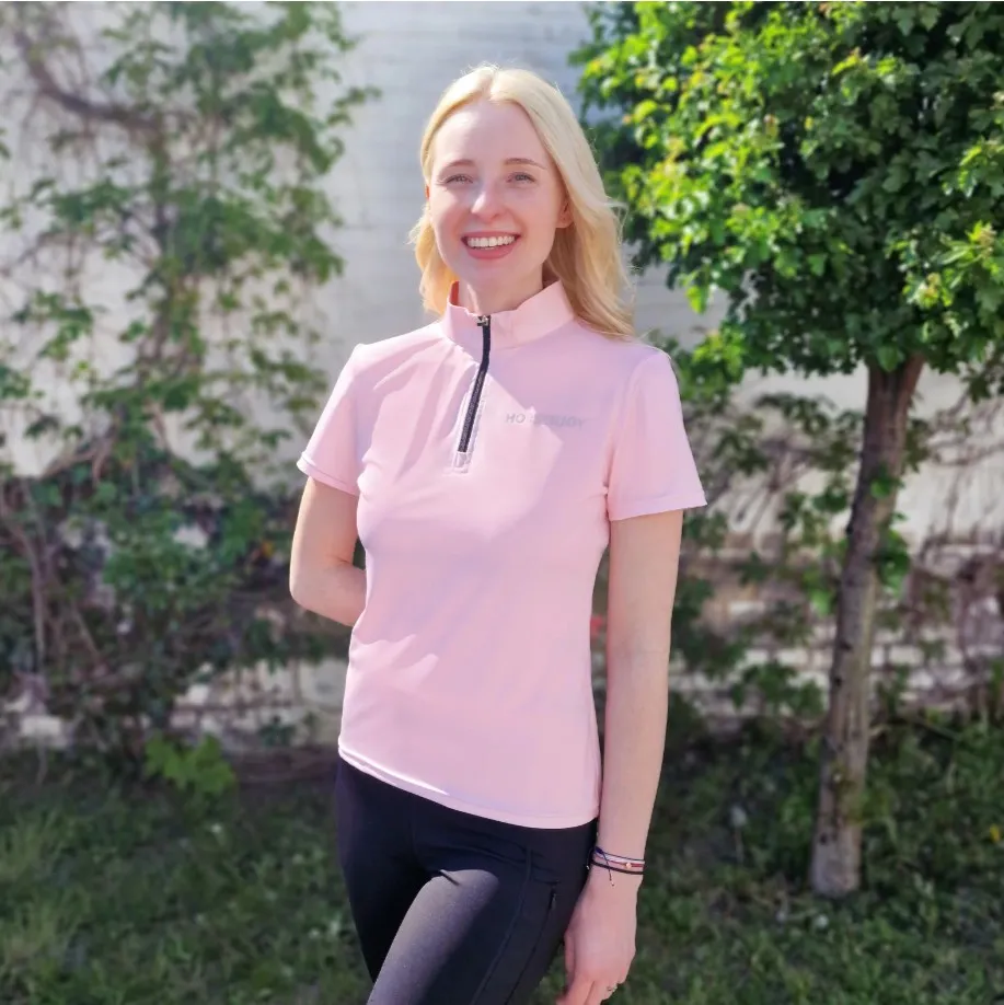 Рубашка-поло детская Horsenjoy Ava розовая 158