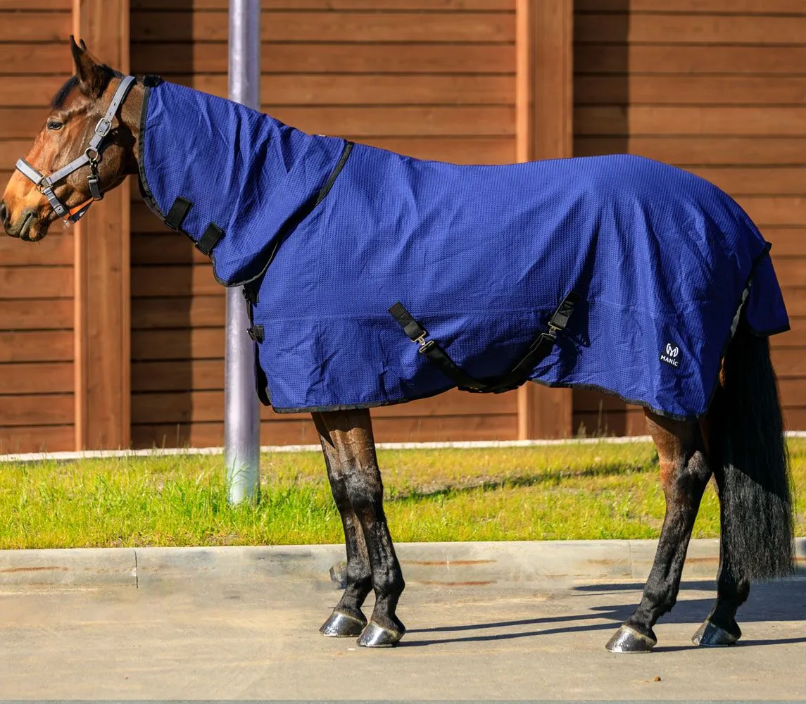 Попона вафельная с вшитым капором MANIC, Синяя, размер 115