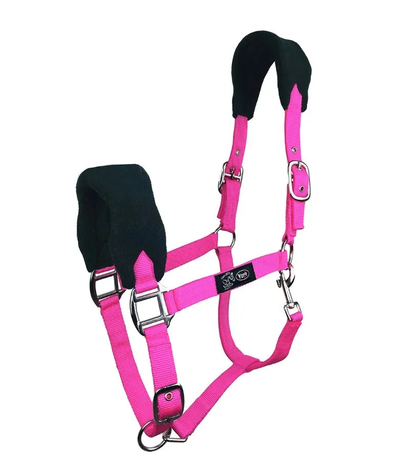 Недоуздок York Marco с флисом розово-черный Full