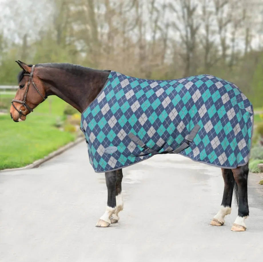 Попона HE Dalia флисовая с ремнями серо-бирюзовая 155 см