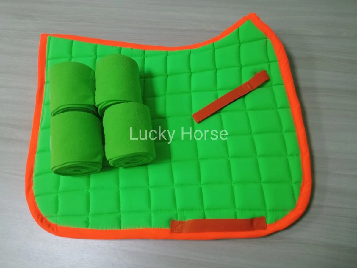 Комплект вальтрап и бинты, цвет Зеленый неон/Оранжевая окантовка