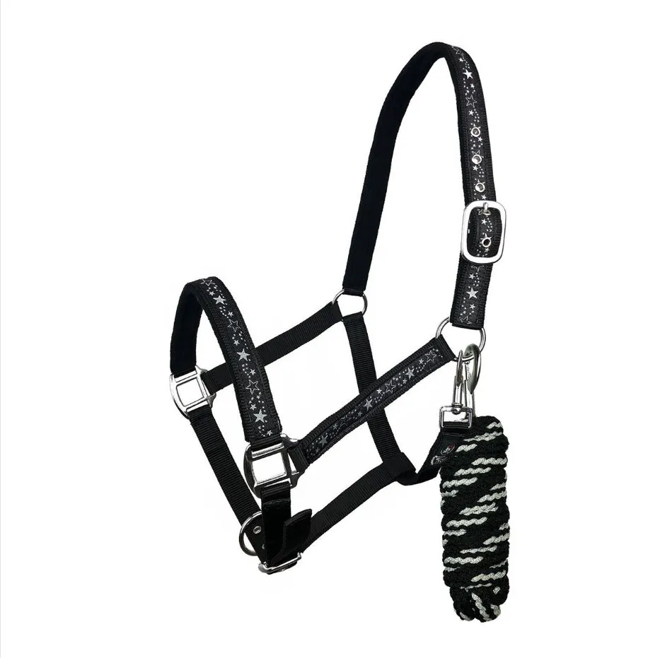 Недоуздок York Bella с чембуром черно-серый Shetty