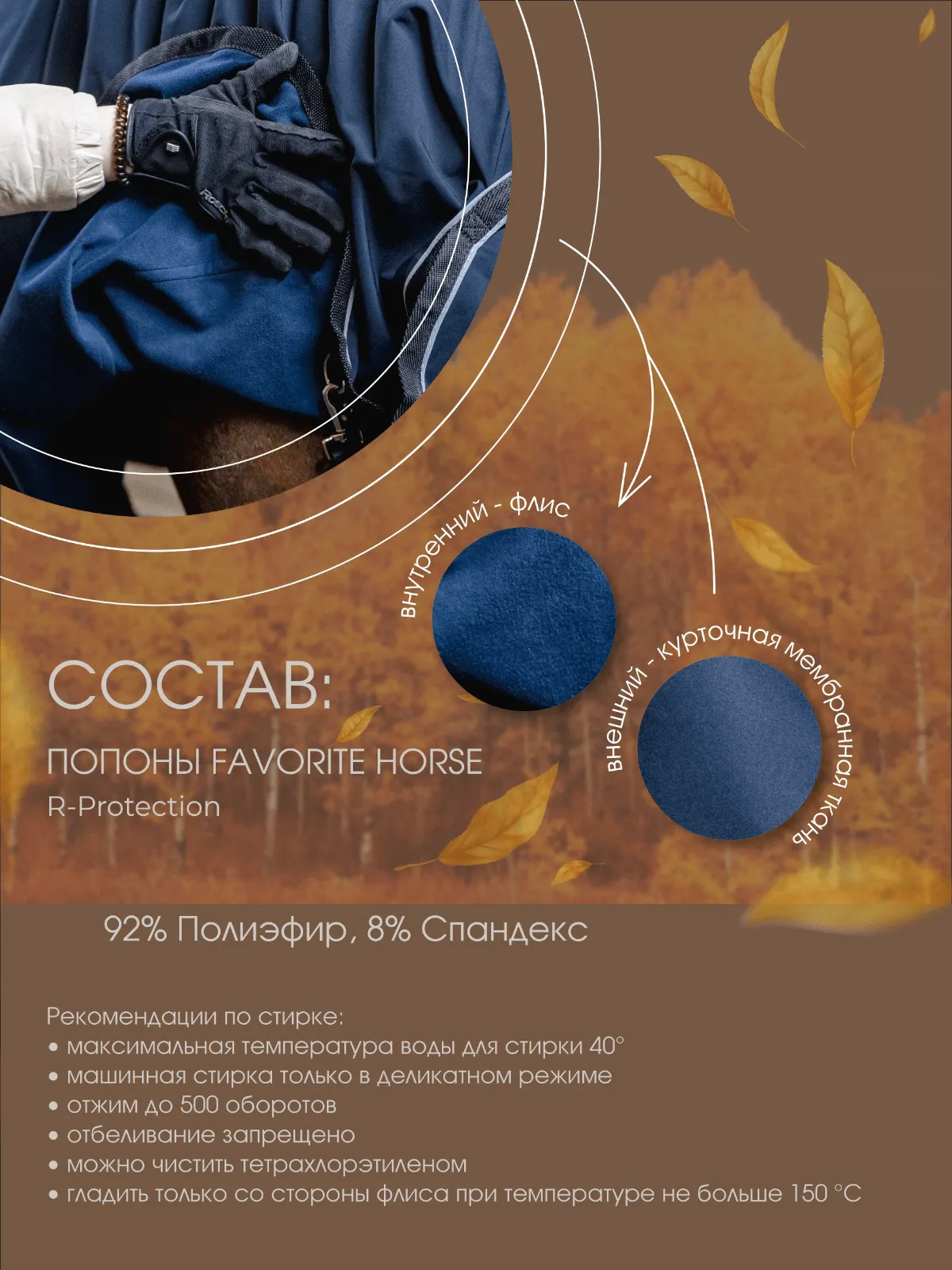 Попона дождевая FAVORITE HORSE R-Protection (синяя, 135)