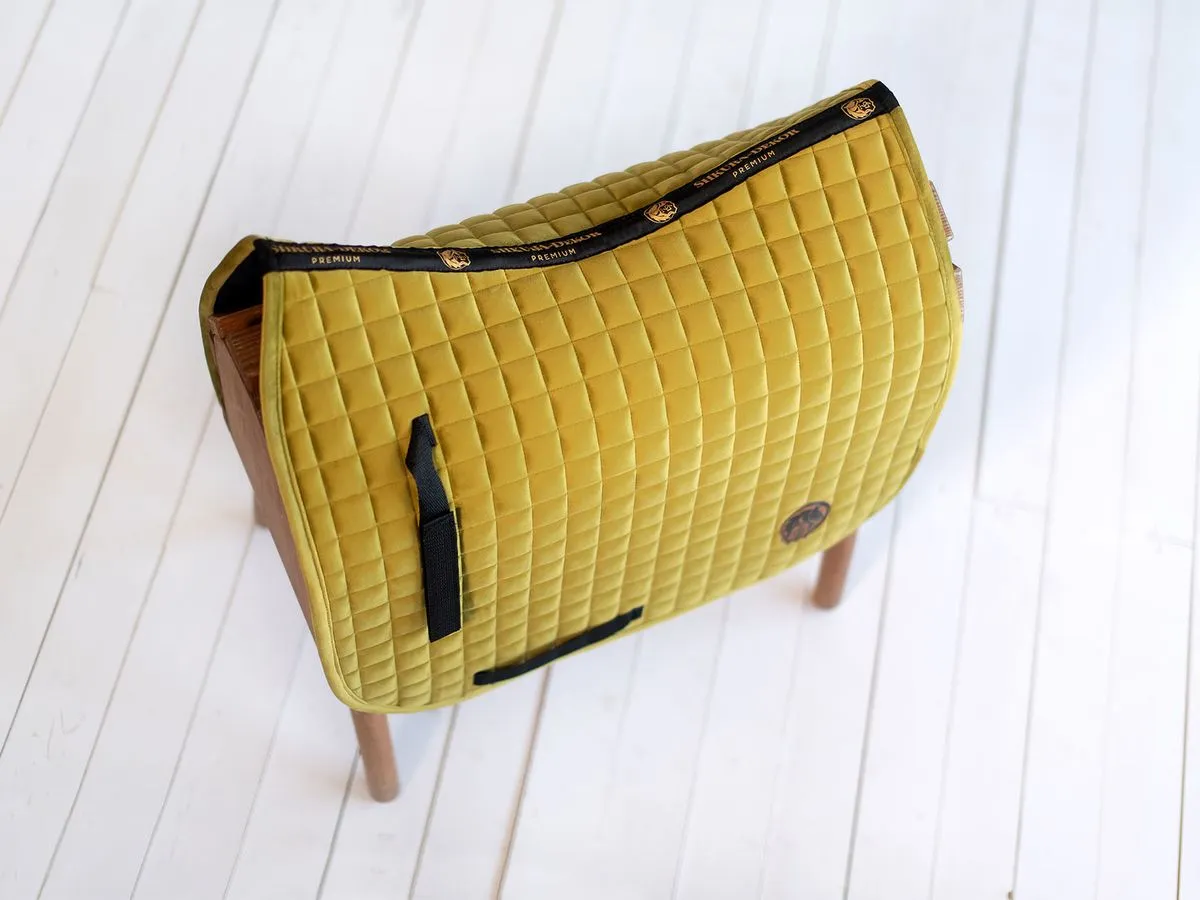 Вальтрап  выездковый велюровый золотисто-оливковый