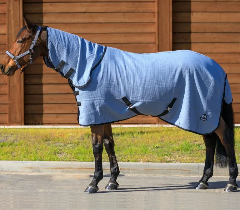 Попона вафельная с вшитым капором MANIC, Голубая, размер 125