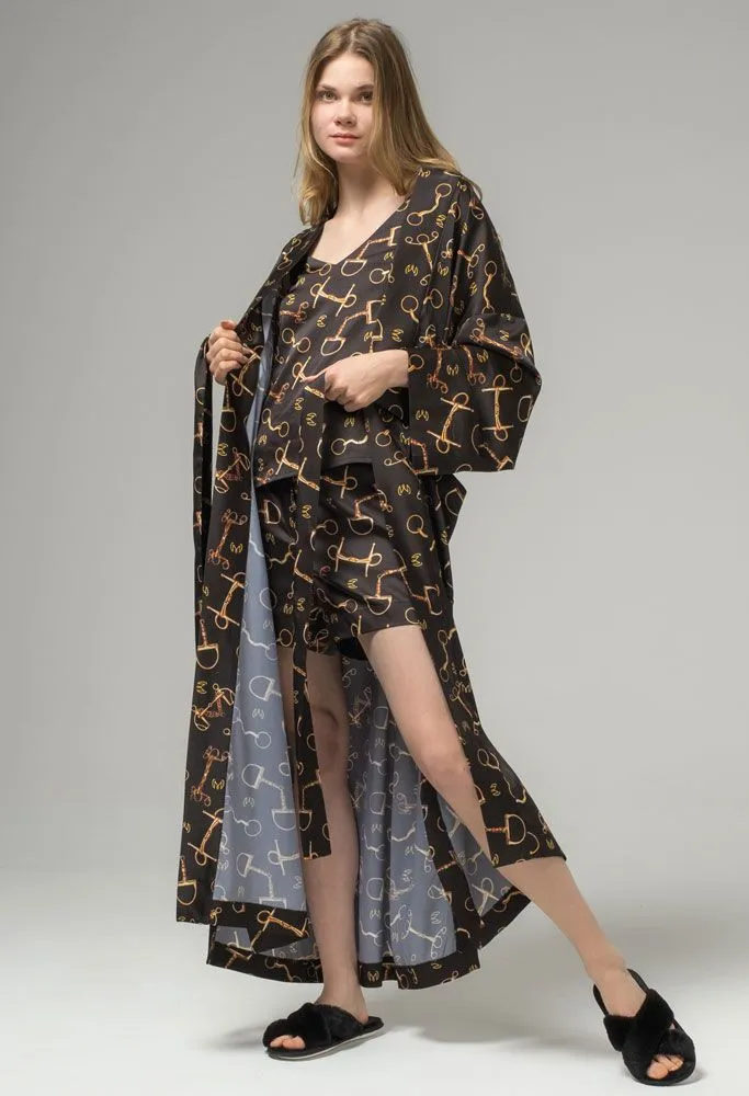 Халат женский Manic, принт тёмный трензель, размер XS-M