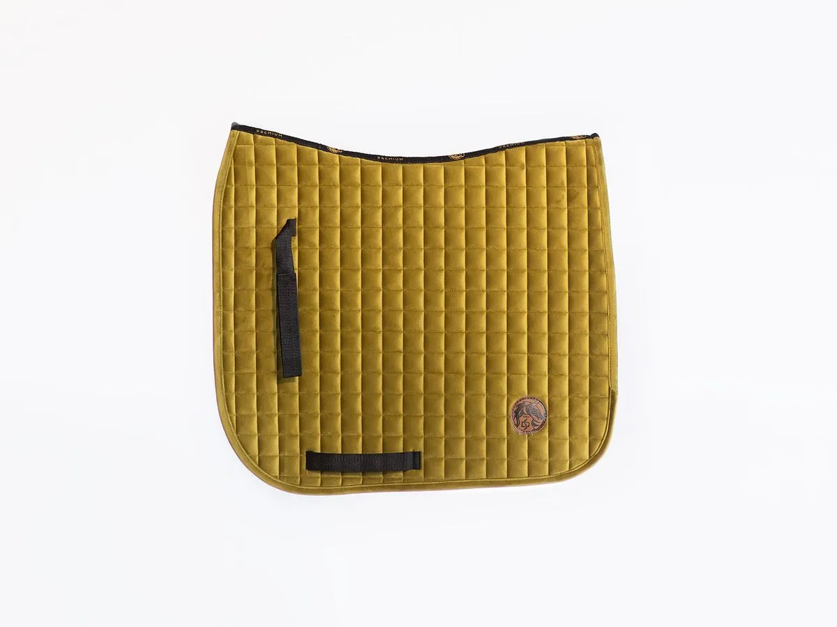 Вальтрап  выездковый велюровый золотисто-оливковый