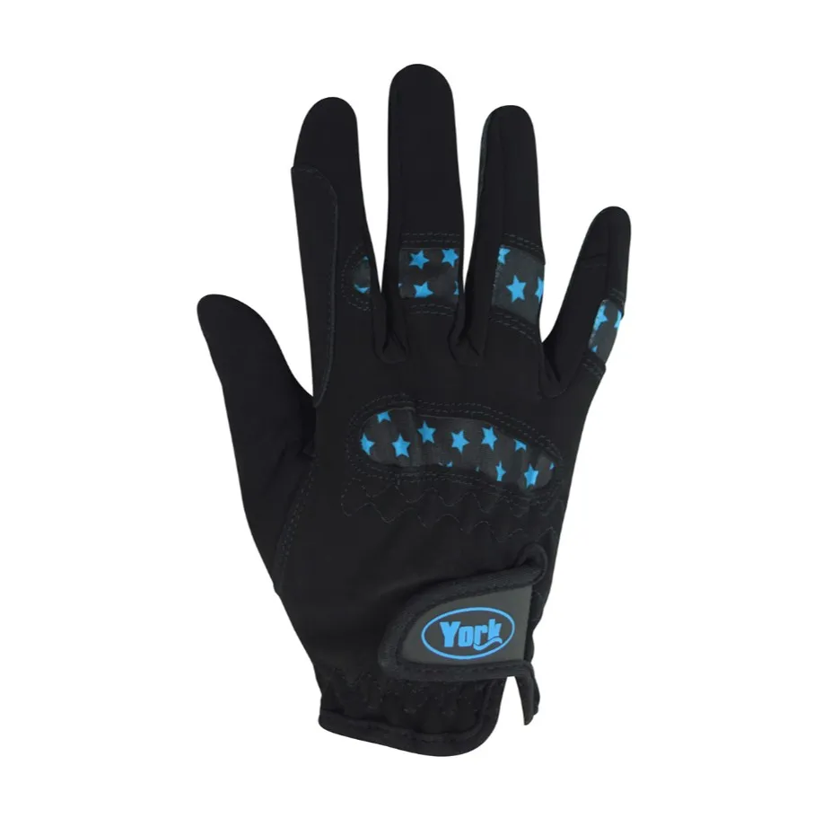 Перчатки детские York Estrella черно-бирюзовые, 6 лет