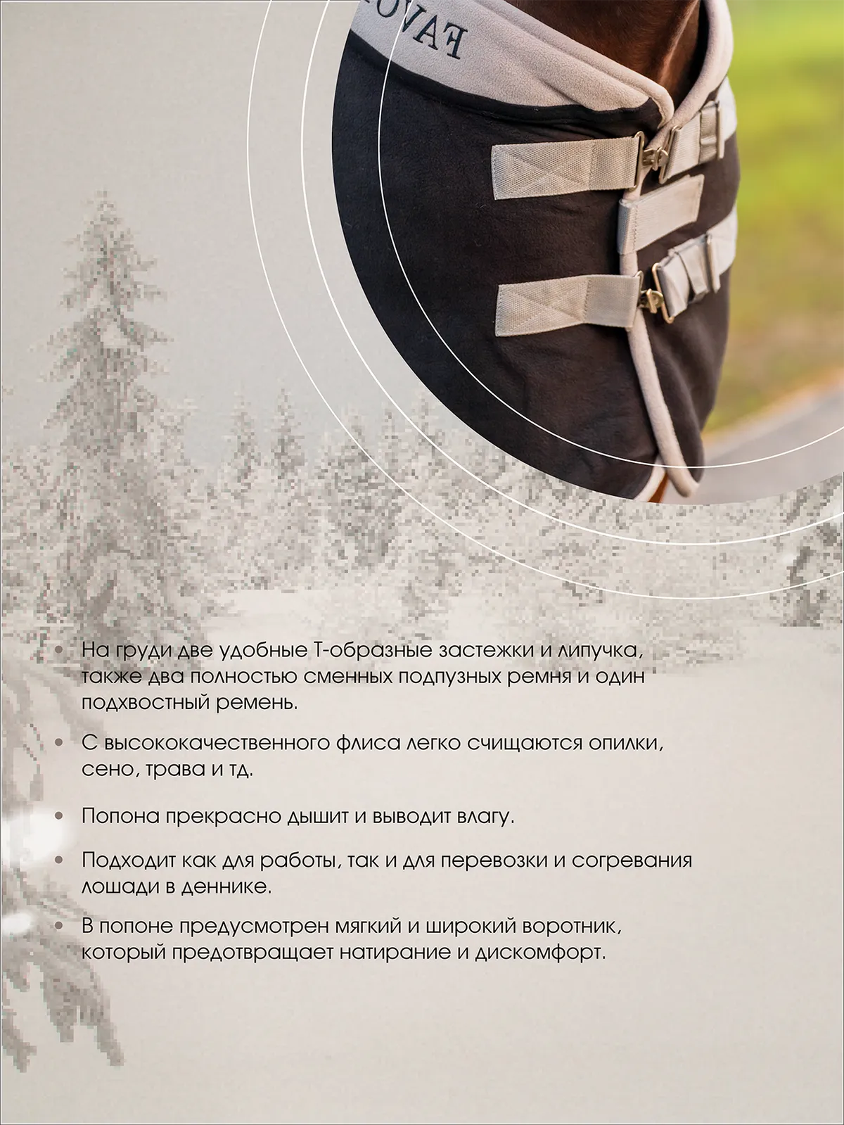 Попона флисовая FAVORITE HORSE Aristocratic (черная,155)