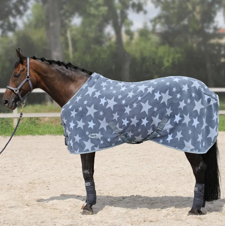 Попона York Stars флисовая с ремнями серый/звёзды 155 см