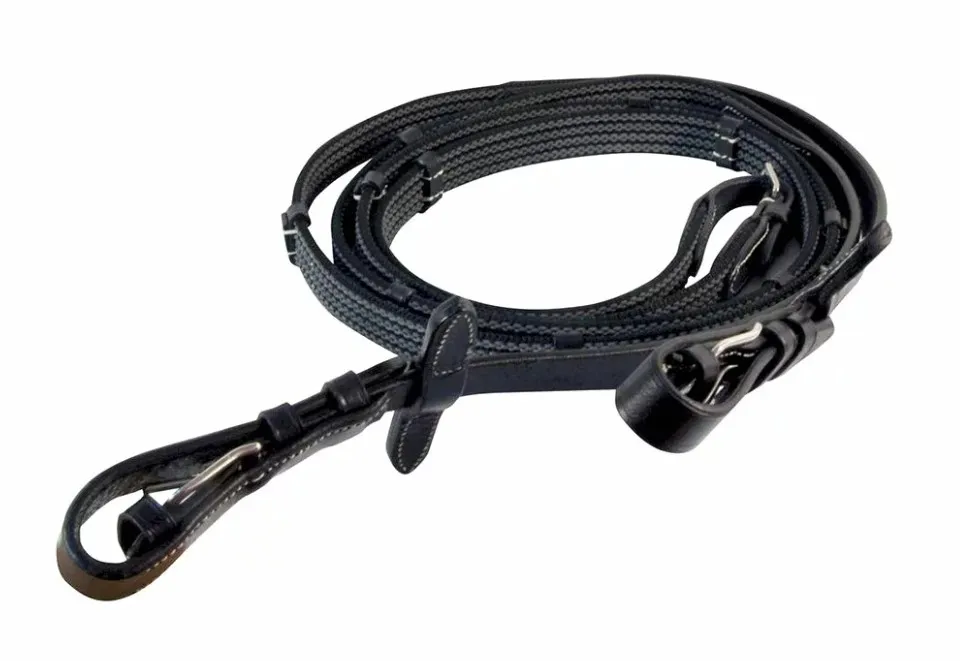 Поводья York Brighton прорезиненные черные