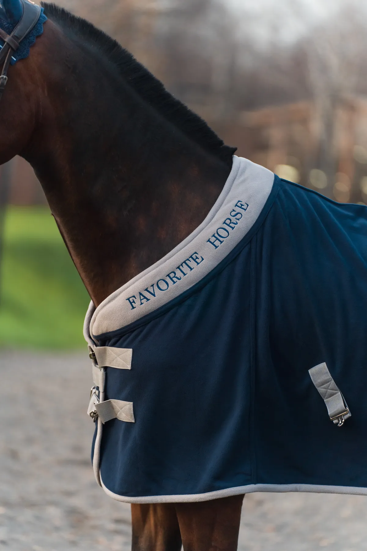 Попона флисовая FAVORITE HORSE Aristocratic (синяя,155)