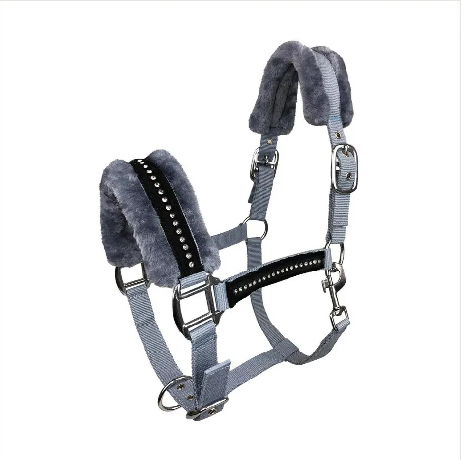 Недоуздок York Elite с иск.мехом серый Pony