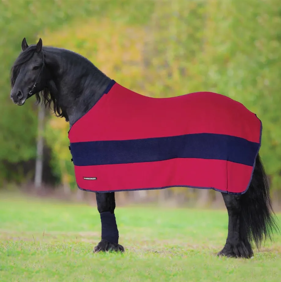 Попона HE Jasmine флисовая с ремнями бордово-синяя 115 см