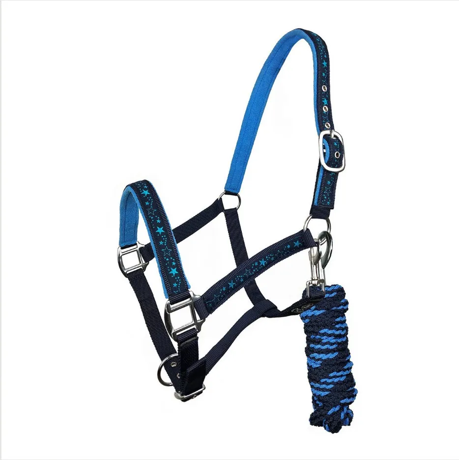 Недоуздок York Bella с чембуром бирюзово-голубой Full