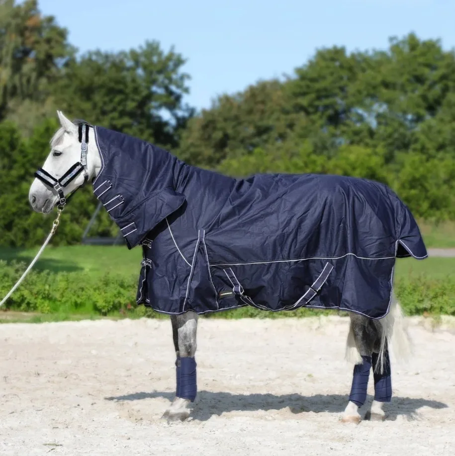 Попона HE Aspen Combo зимняя/дождевая/200 гр с капором темно-синяя 135 см