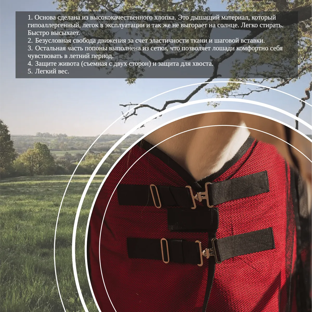 Попона антимоскитная FAVORITE HORSE Ultra-Light (красная,155)