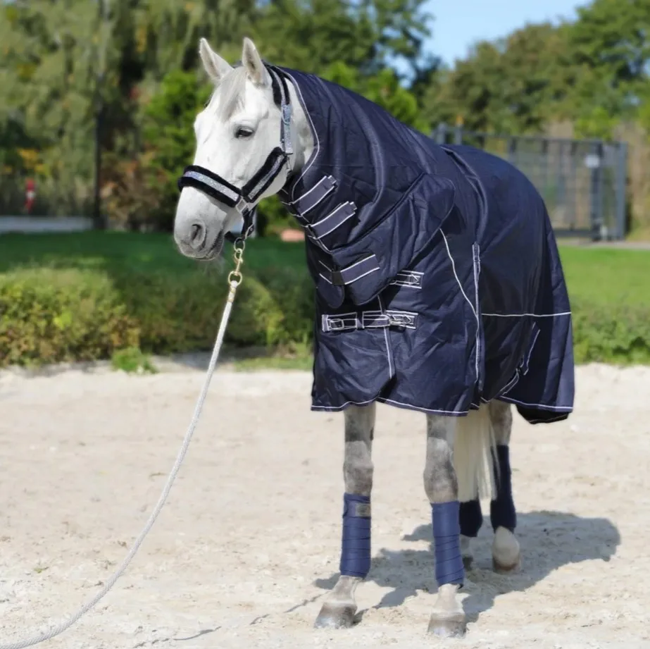 Попона HE Aspen Combo зимняя/дождевая/200 гр с капором темно-синяя 125 см
