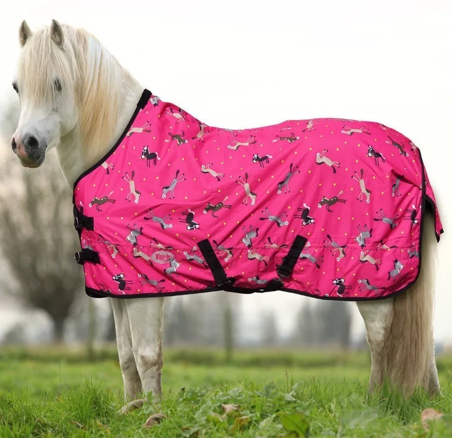 Попона York Horsi дождь на флисе розовый/лошадки 95 см