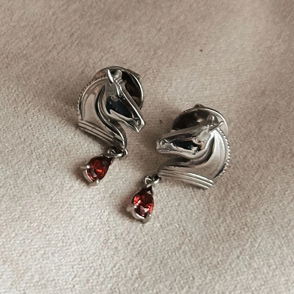 Серьги из натуральных камней MANIC, Красный – родолит