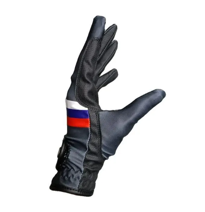 Перчатки летние для верховой езды Tasmanya, с флагом России М