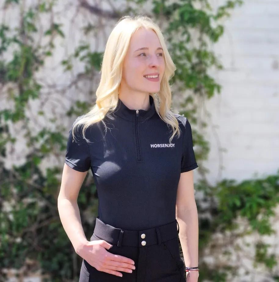 Рубашка-поло женская Horsenjoy Ava черная 34