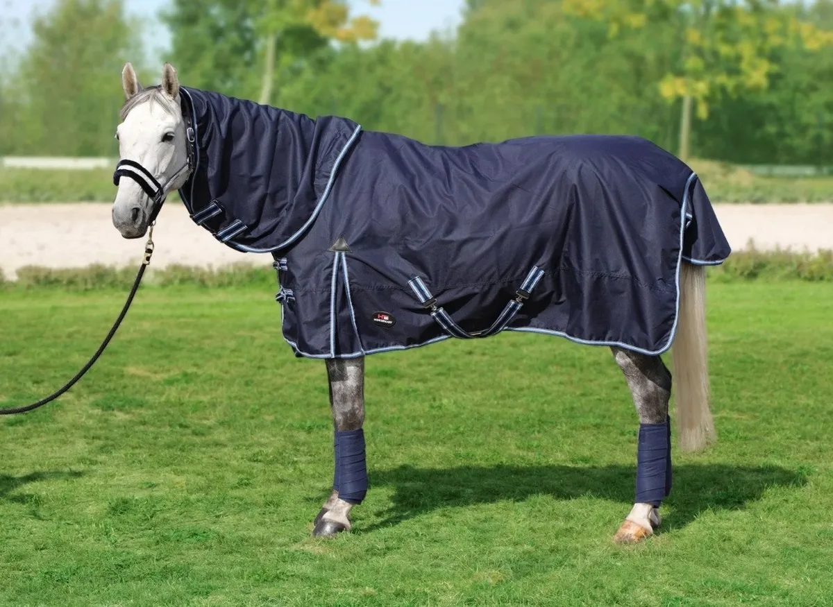 Попона HE Aristo Combo дождевая с капором темно-синий 125 см