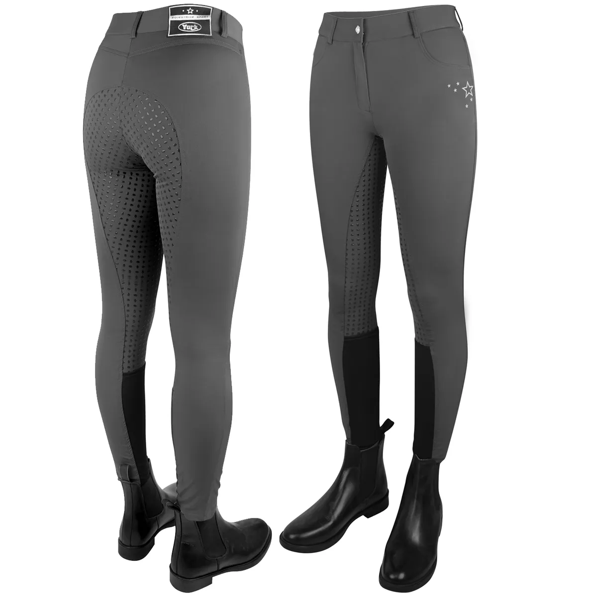 Бриджи York Equi Star с полной силиконовой леей 42 серые