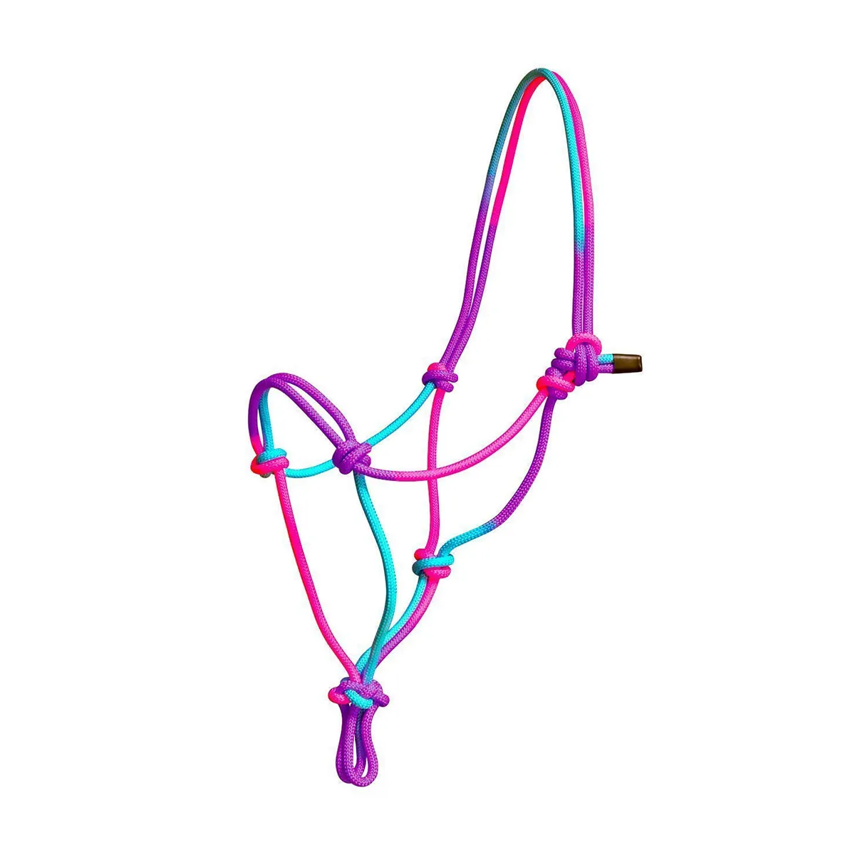 Недоуздок HE веревочный Rainbow розово-голубой Cob
