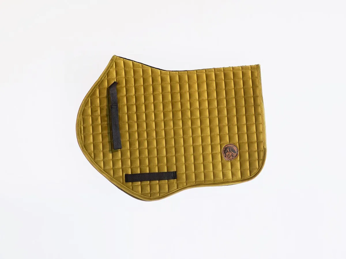 Вальтрап фигурный  велюровый золотисто-оливковый