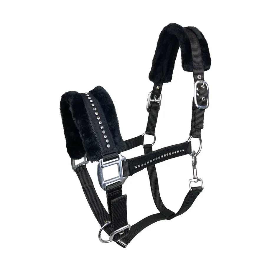 Недоуздок York Elite с иск.мехом черный Cob