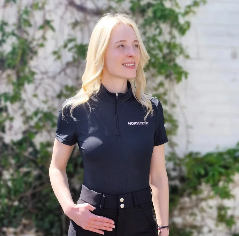 Рубашка-поло детская Horsenjoy Ava черная 164