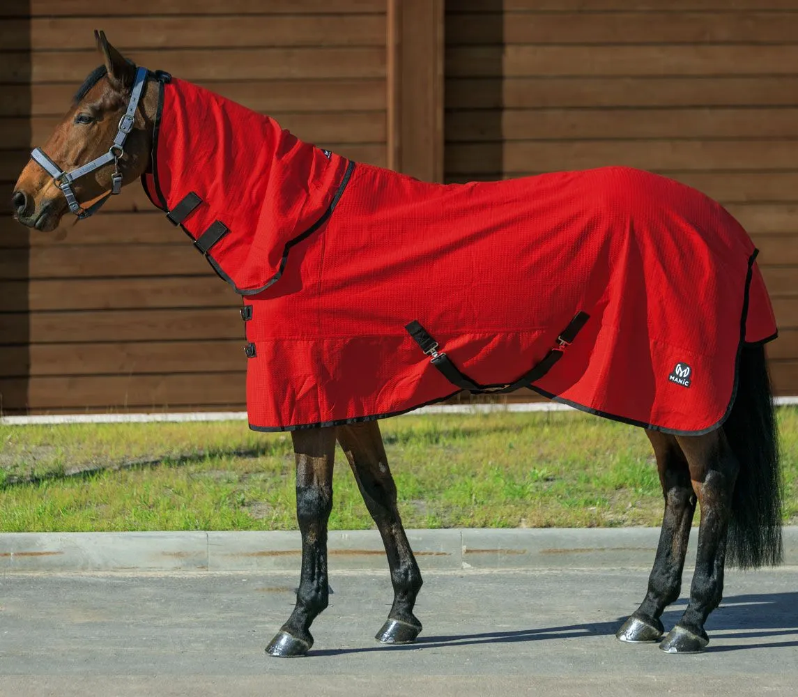 Попона вафельная с вшитым капором MANIC, Красная, размер 105