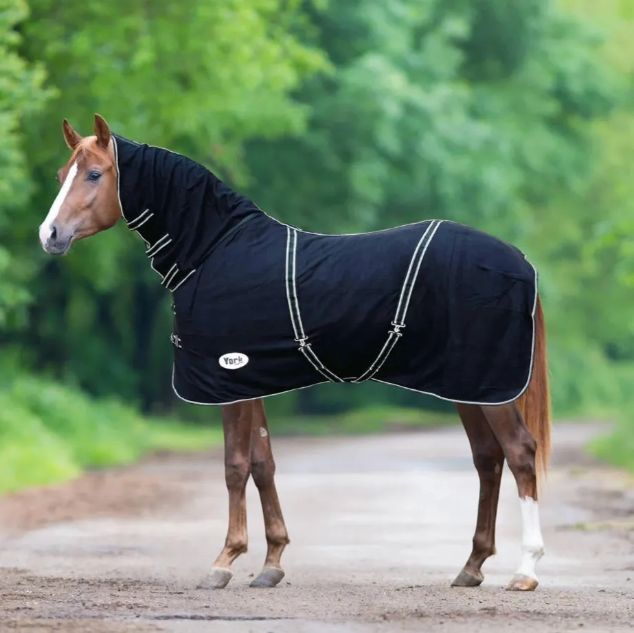 Попона York Rosalie флисовая с ремнями с капором черная 125 см