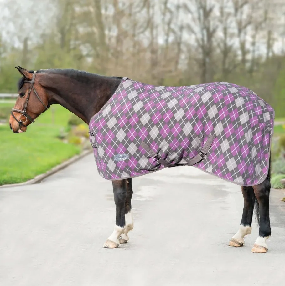 Попона HE Dalia флисовая с ремнями серо-розовая 155см