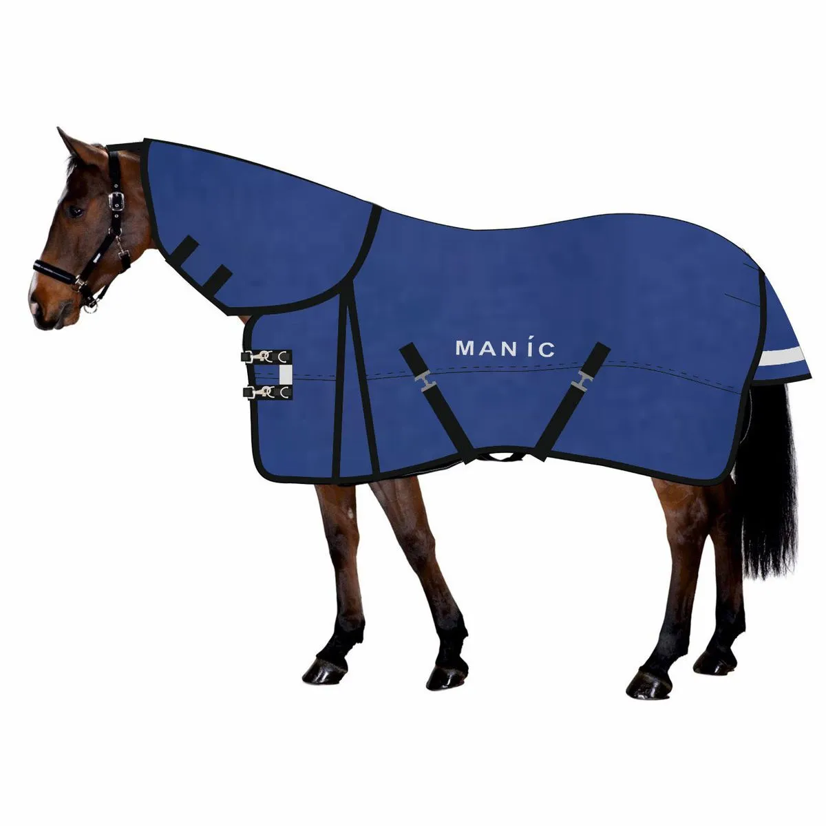 Дождевая попона с вшитым капором Baza, Синяя, размер 145