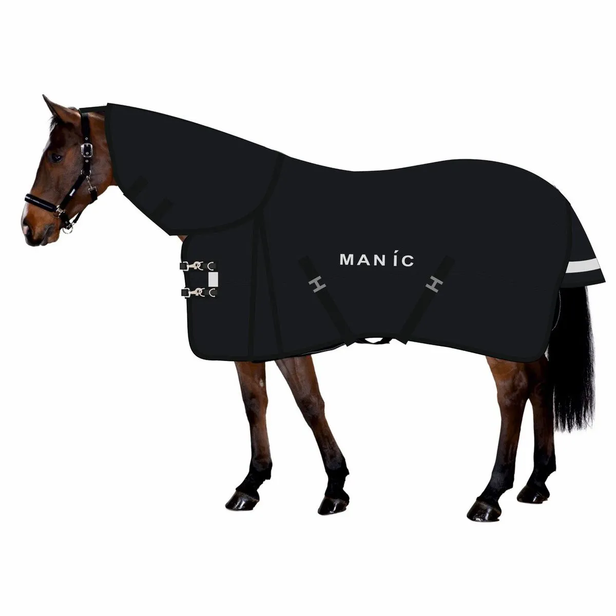 Дождевая попона с вшитым капором Baza, Чёрная, размер 155