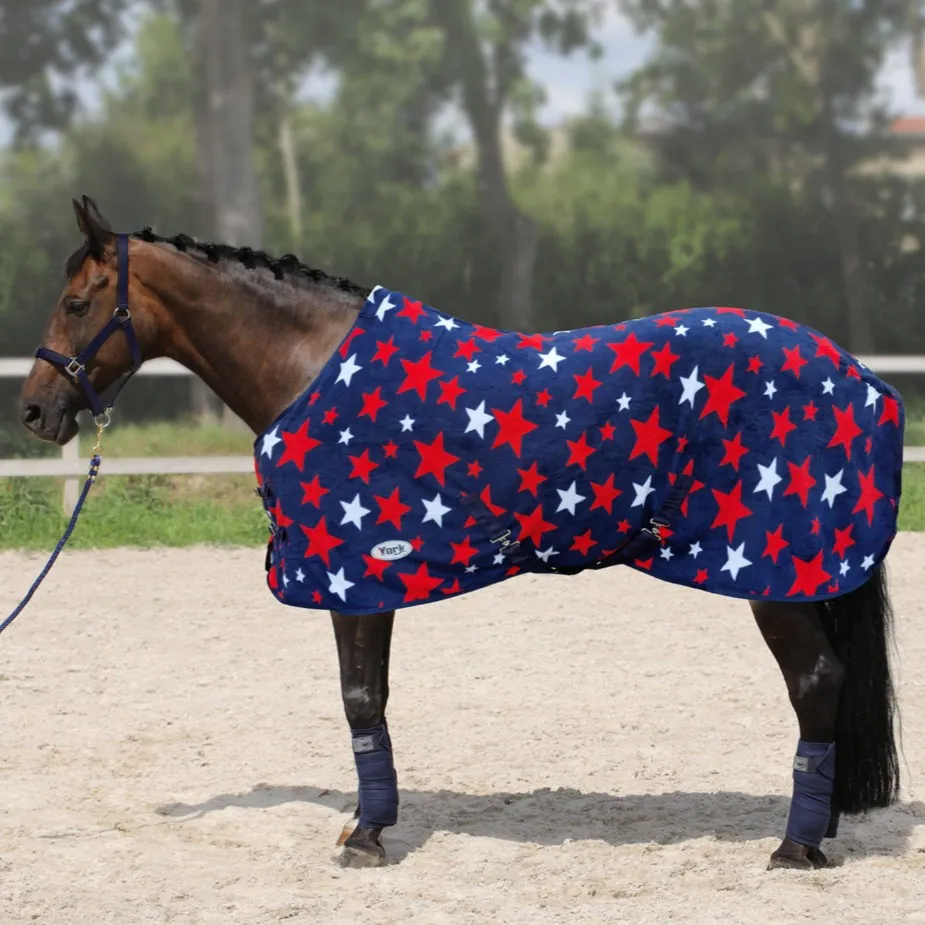 Попона York Stars флисовая с ремнями темно-синий/звёзды 155 см