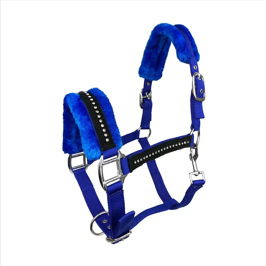 Недоуздок York Elite с иск.мехом синий Full