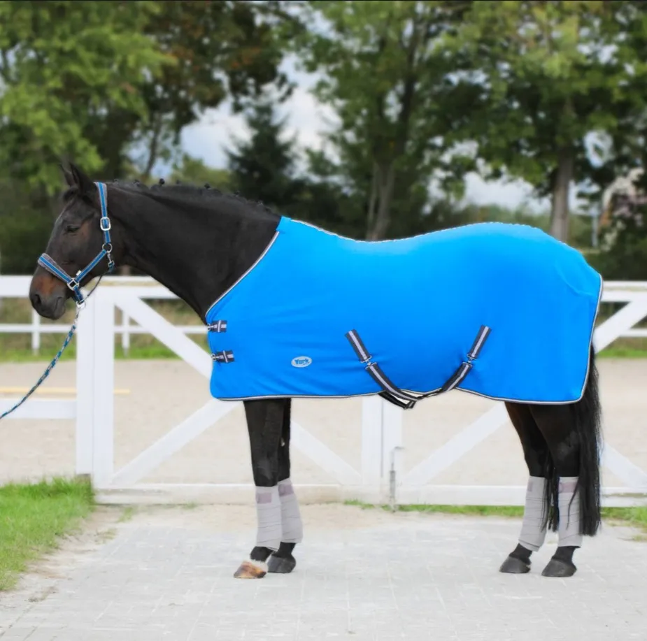 Попона York Britta флисовая с ремнями синяя 135 см