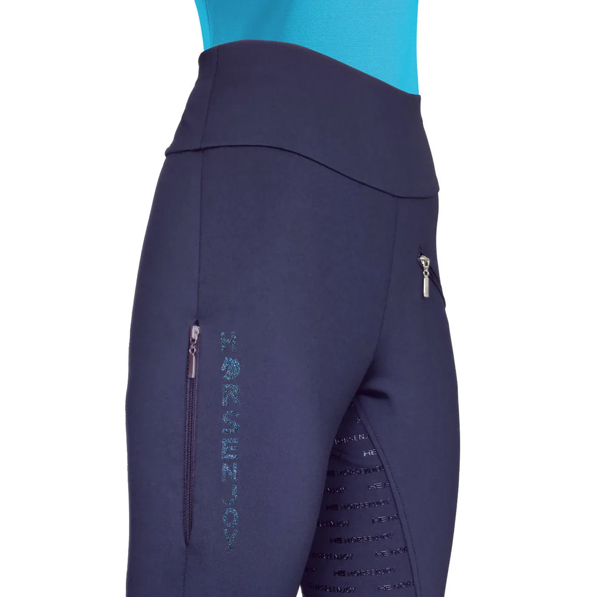 Бриджи Horsenjoy Destiny Pocket с полной силиконовой леей темно-синие 38