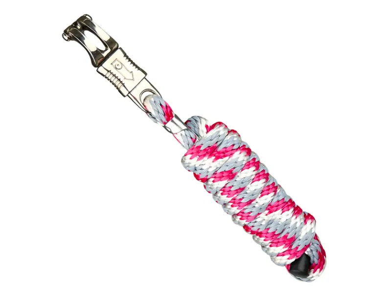 Чембур York Trio с безопасным карабином серо-розовый