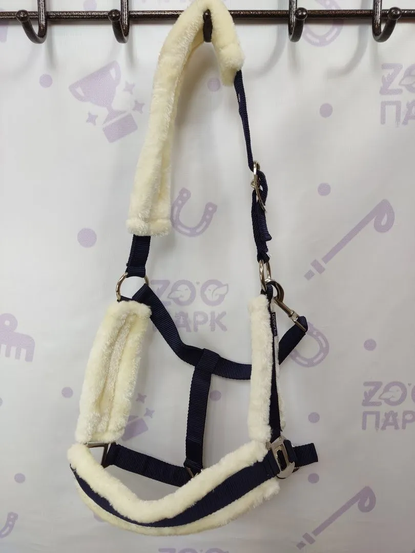 Недоуздок нейлоновый с искусственным мехом Full, Чёрный