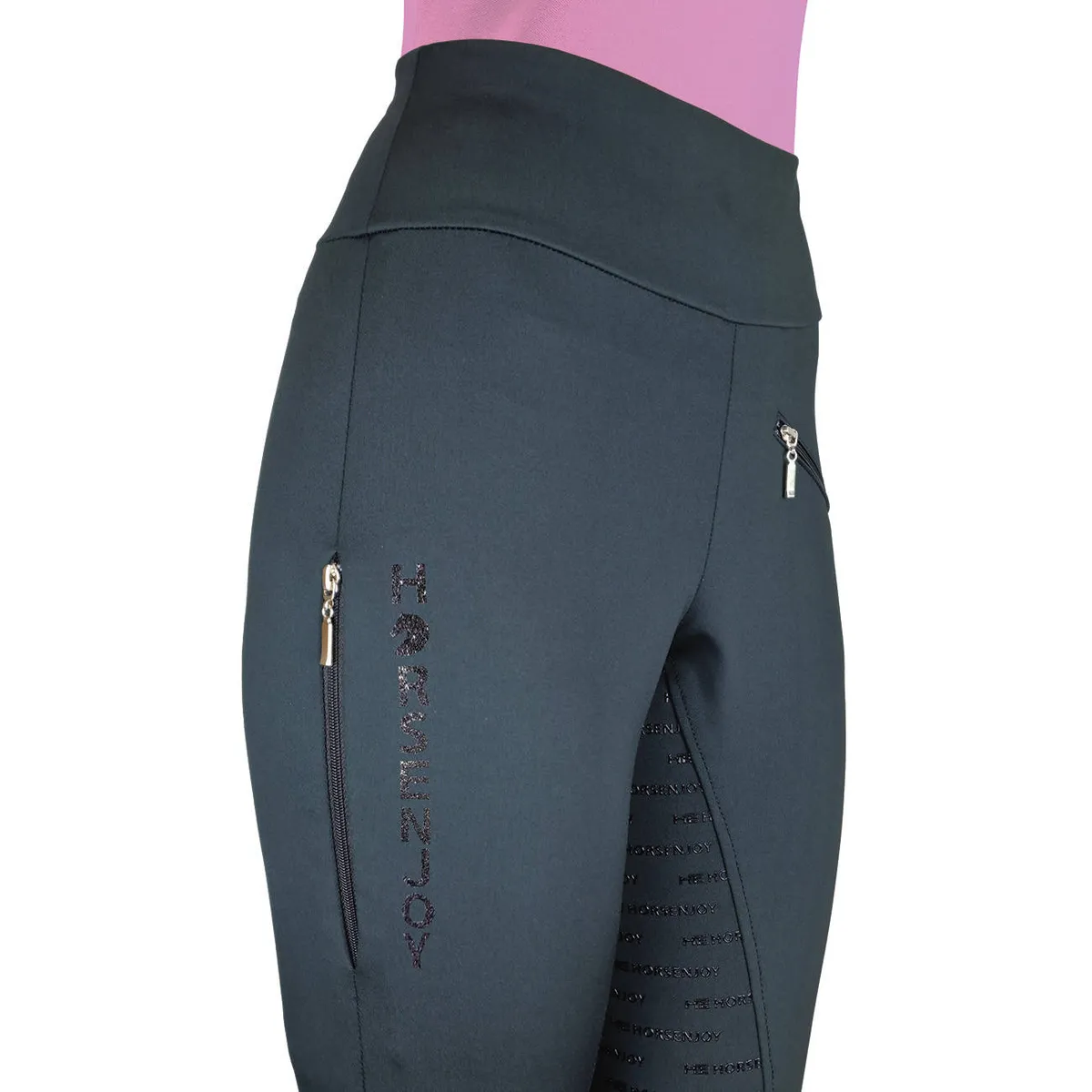 Бриджи Horsenjoy Destiny Pocket с полной силиконовой леей черные 34