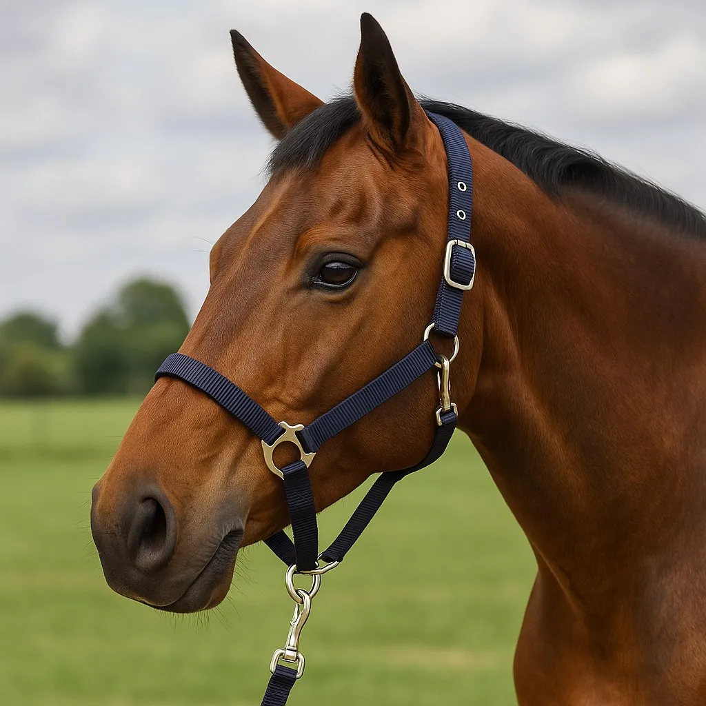 Нейлоновый недоуздок Кольт HorsePlanet (Cob, Темно-синий)