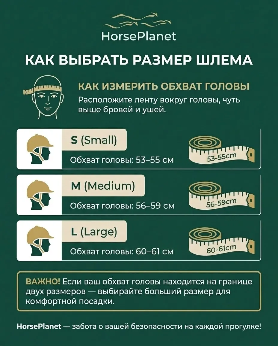 Шлем с широким козырьком Хилукс HorsePlanet (Темно-синий/Золото, L)