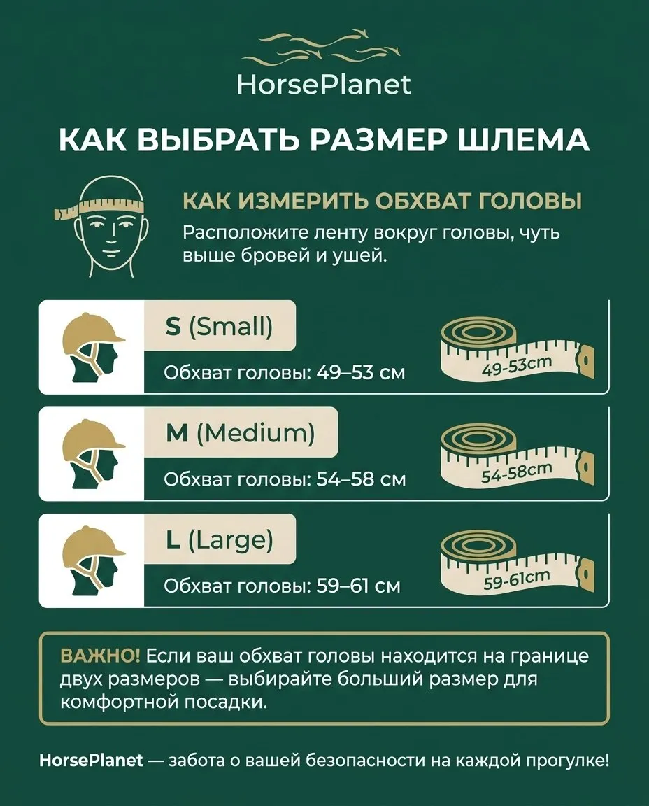 Шлем для верховой езды Вивер HorsePlanet (Черный, S)