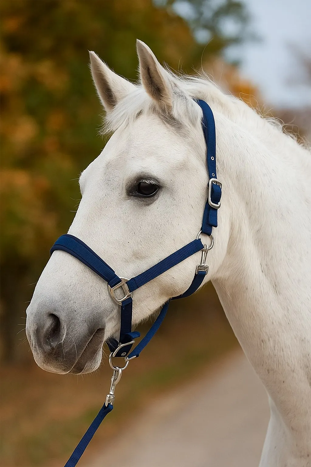 Недоуздок с неопреновой подложкой Гарни HorsePlanet (Темно-синий, Cob)