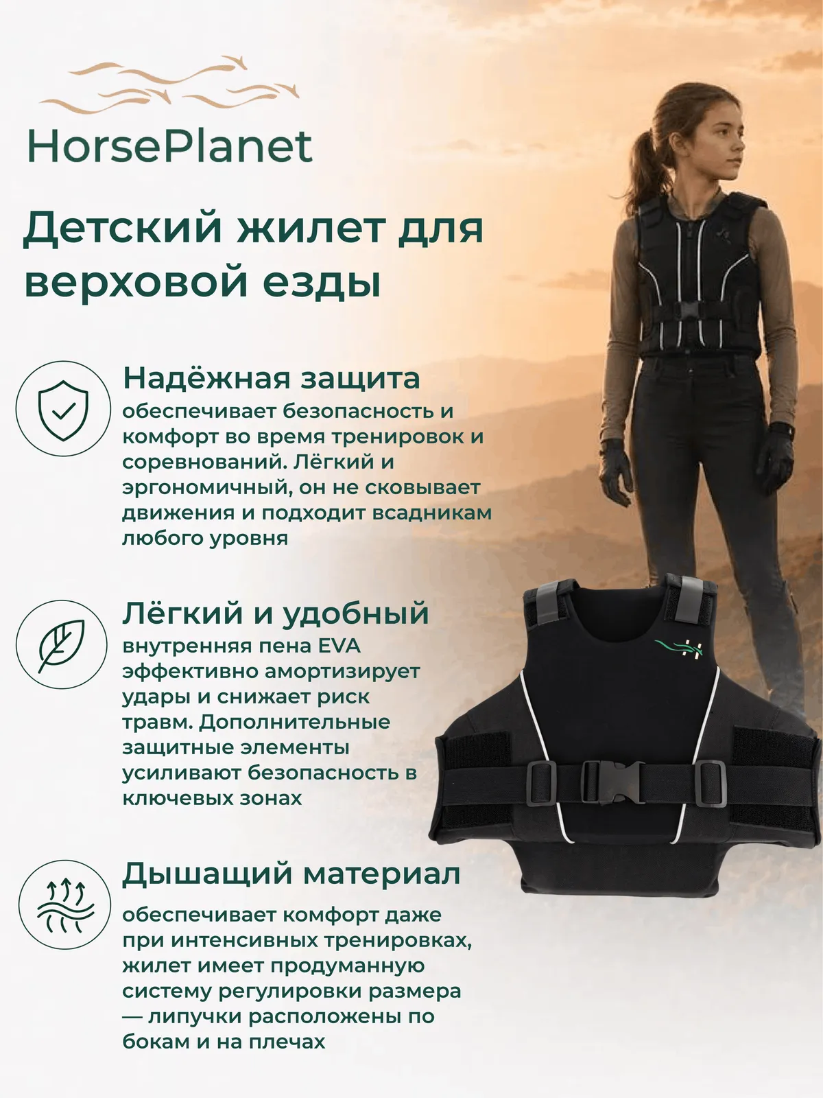 Детский жилет для верховой езды Кортина HorsePlanet (L)